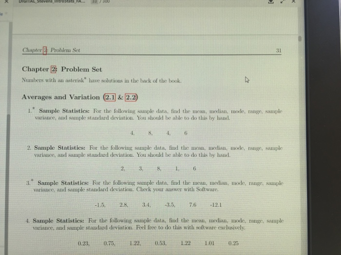Solved Sample Statistics: For the following sample data, | Chegg.com