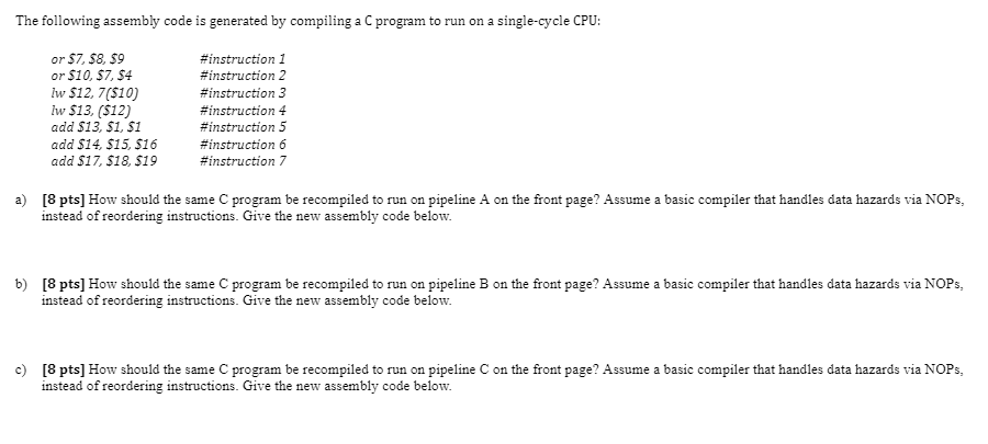 The Following Assembly Code Is Generated By Compiling | Chegg.com