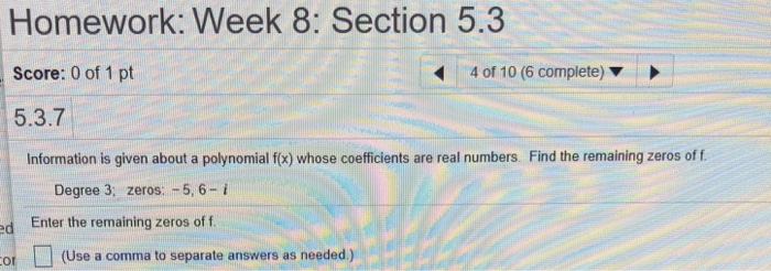 Homework: Week 8: Section 5.3 Score: 0 of 1 pt 5.3.7 | Chegg.com