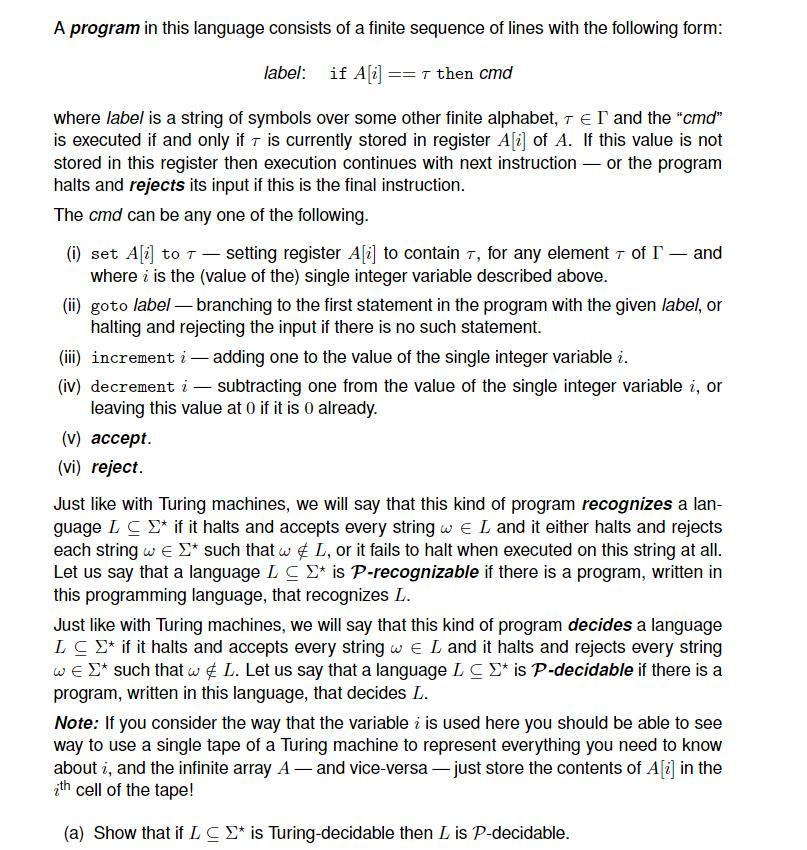 1. Consider the following simple programming language | Chegg.com