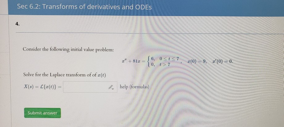 Solved Sec 6.2: Transforms Of Derivatives And ODES 4. | Chegg.com