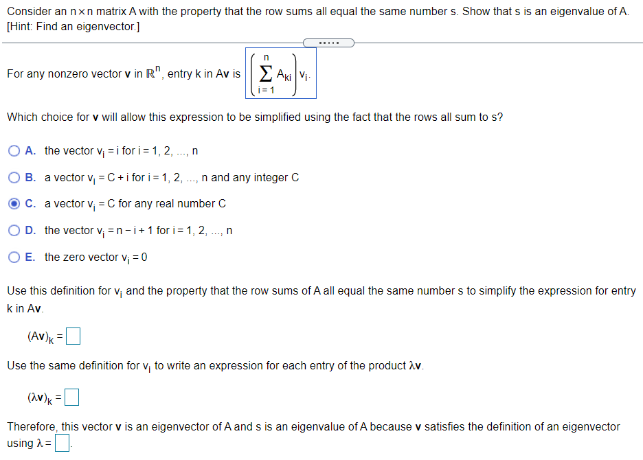 Solved Consider an nxn matrix A with the property that the Chegg