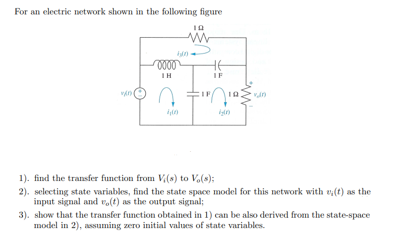 Solved For an electric network shown in the following figure | Chegg.com