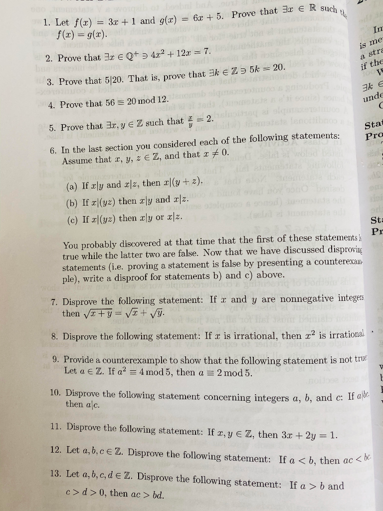 Solved Such 1 Let F X 3x 1 And G X 6x 5 Prove