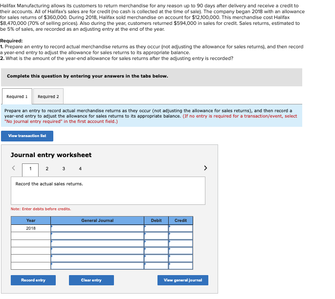 Halifax Manufacturing allows its customers to return