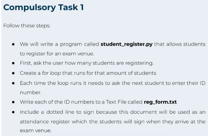 Solved - We will write a program called student_register.py | Chegg.com