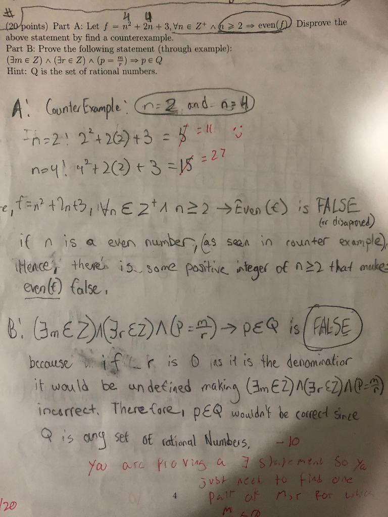 Solved Above Statement By Find A Counterexample. Part B: | Chegg.com