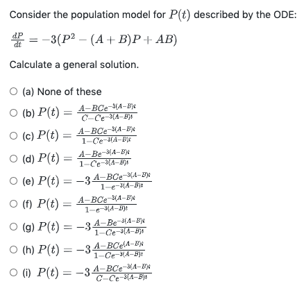 Solved Consider The Population Model For P T Described B Chegg Com