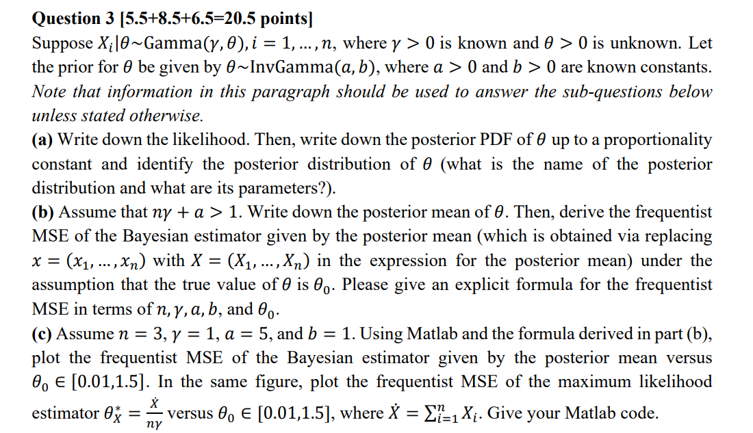 Solved The question is related to Bayesian statistics, with | Chegg.com