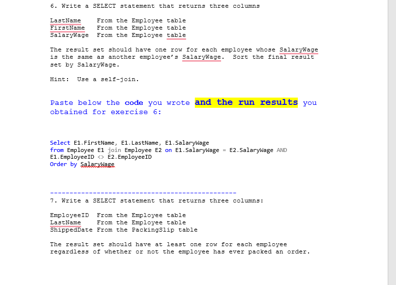 6. Write a SELECT statement that returns three | Chegg.com