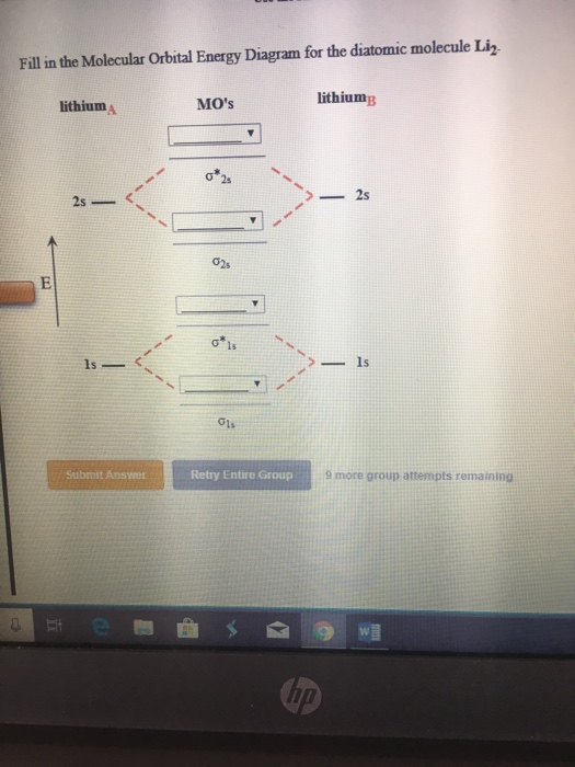Solved Fill in the Molecular Orbital Energy Diagram for the | Chegg.com