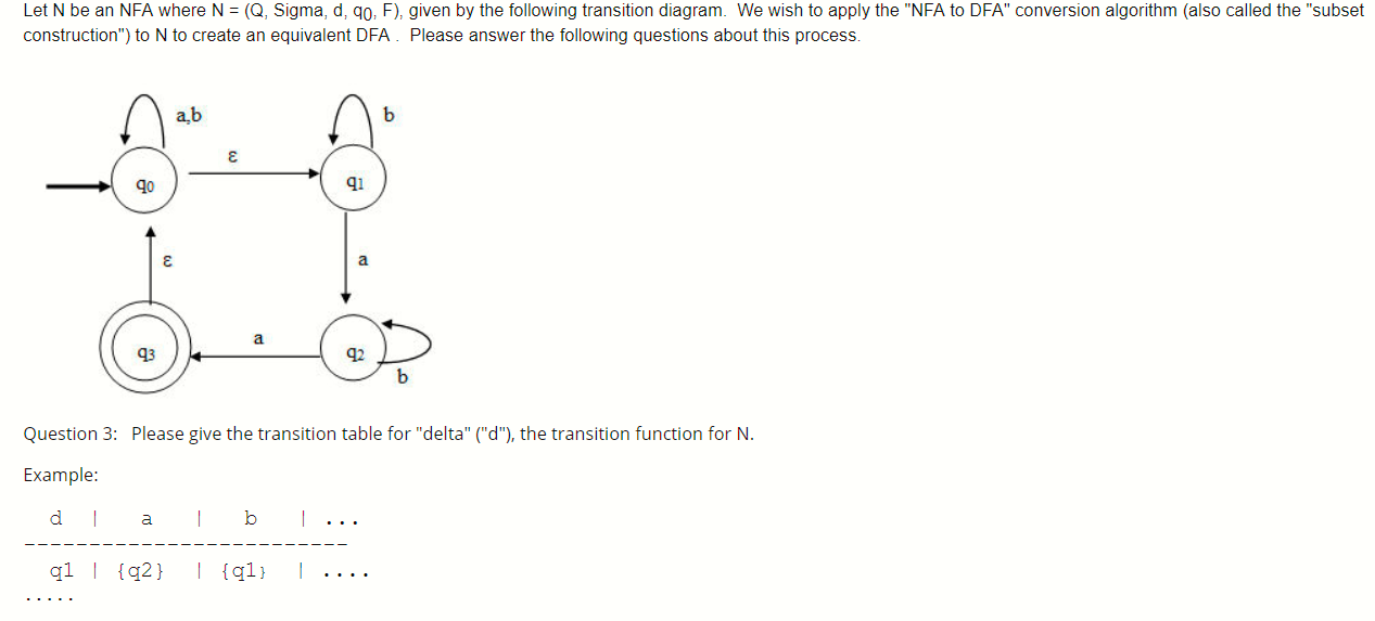 Solved Let N be an NFA where N = (Q, Sigma, d, q0, F), | Chegg.com