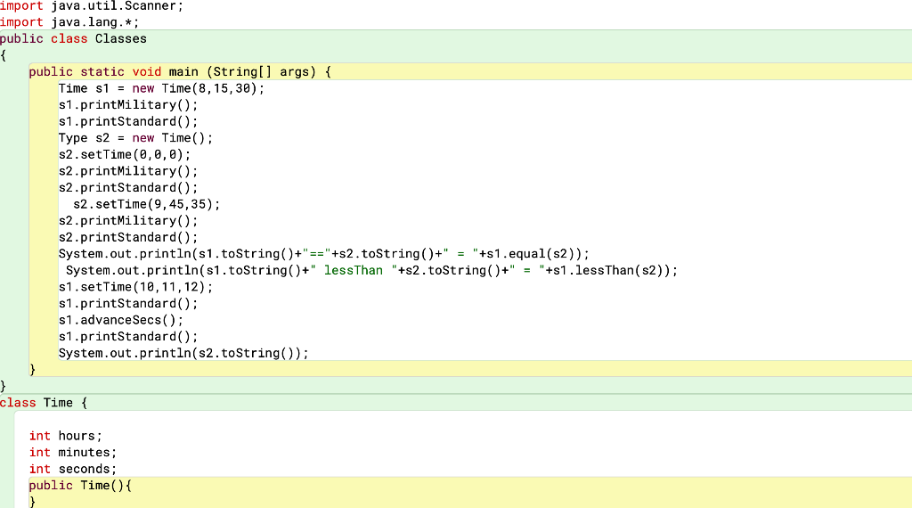 Solved 1)Task: Create a Time class. The class should contain | Chegg.com