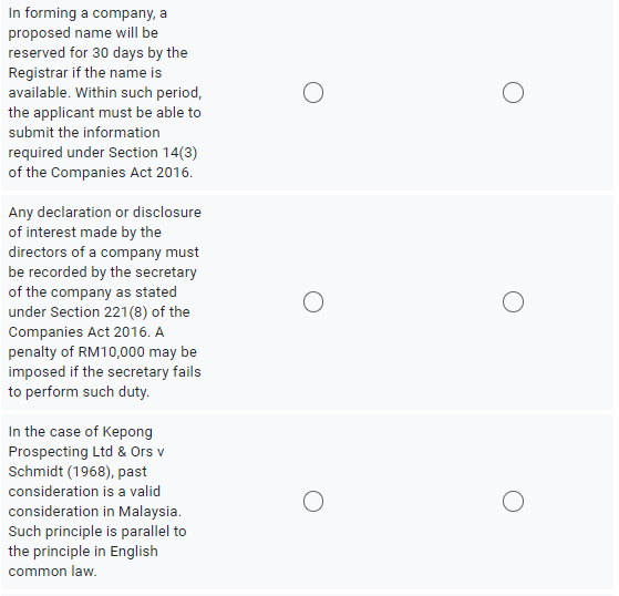 Solved Read each statement below carefully and choose TRUE | Chegg.com