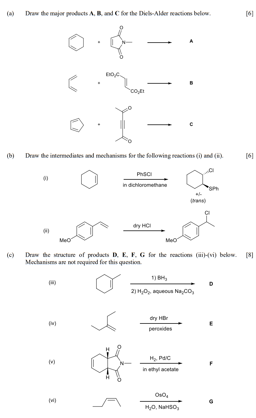 Solved (a) Draw the major products A, B, and C for the | Chegg.com