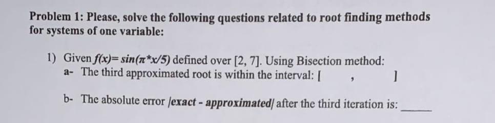 Solved Problem 1: Please, solve the following questions | Chegg.com