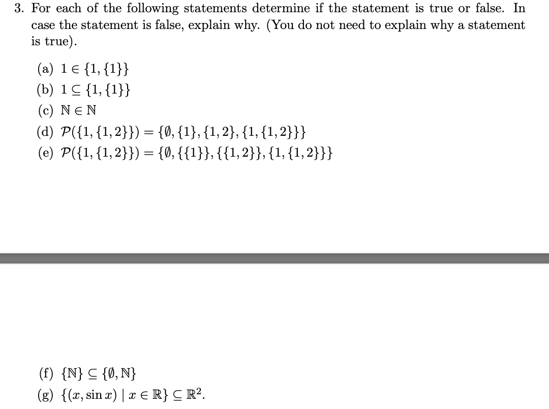 Solved For each of ﻿the following statements determine if | Chegg.com