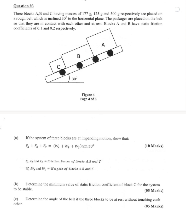 Solved Three Blocks A,B And C Having Masses Of 177 G,125 G | Chegg.com