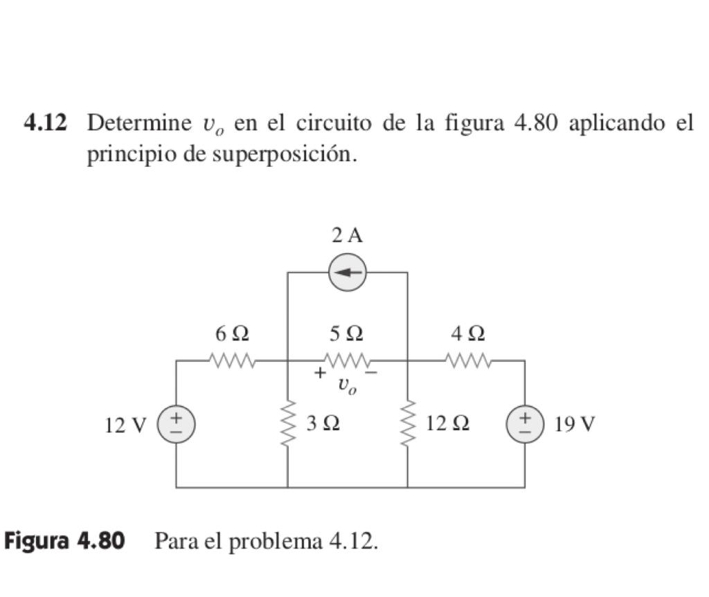 Solved 4.12 Determine Vo En El Circuito De La Figura 4.80 | Chegg.com