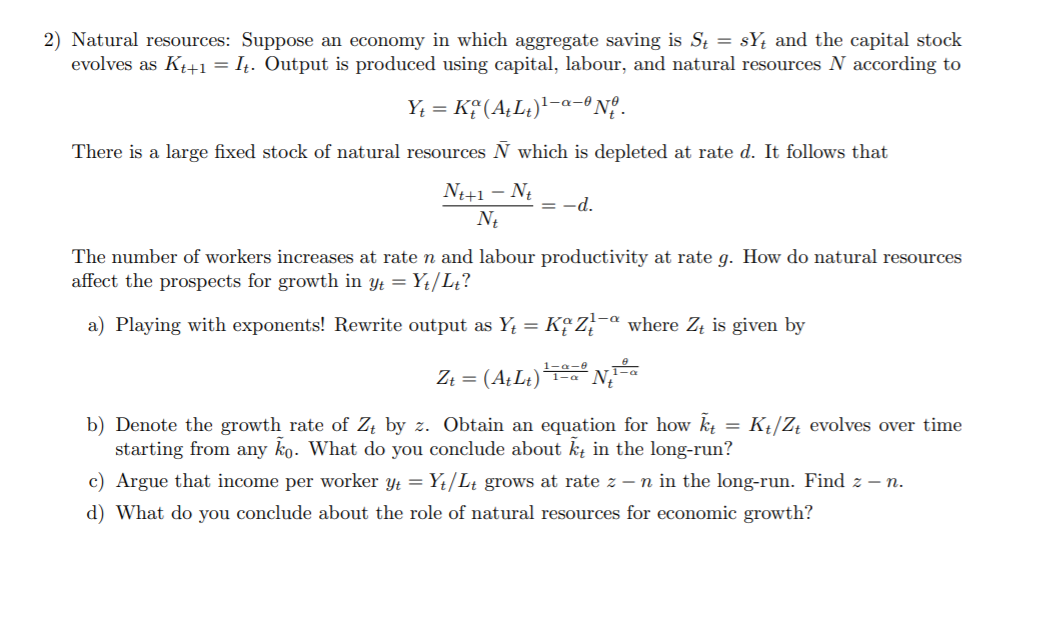 Solved 2 Natural Resources Suppose An Economy In Which Chegg Com