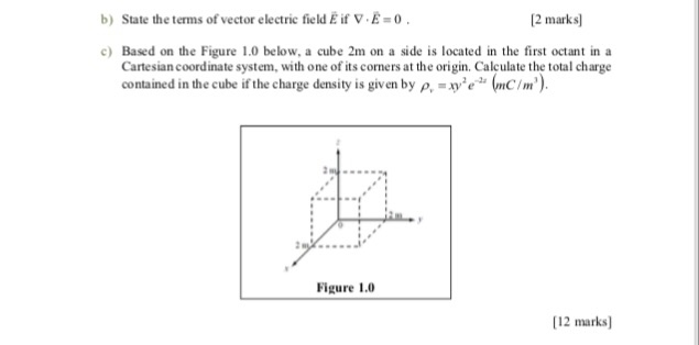 Solved b) State the terms of vector electric field E if V.E- | Chegg.com