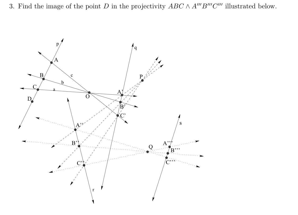 3. Find the image of the point D in the projectivity | Chegg.com