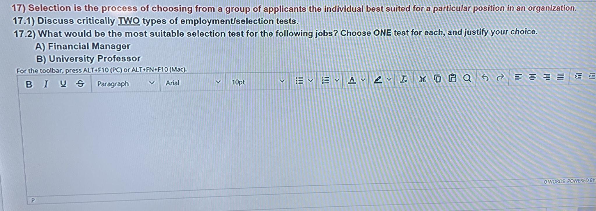 Solved 17) Selection is the process of choosing from a group | Chegg.com