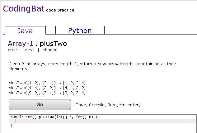 Solved CodingBat Code Practice Java Python Array-1 > Plus | Chegg.com