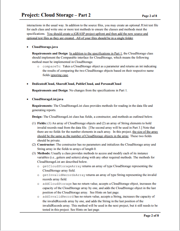 Project: Cloud Storage - Part 2 Page 1 of 8 | Chegg.com
