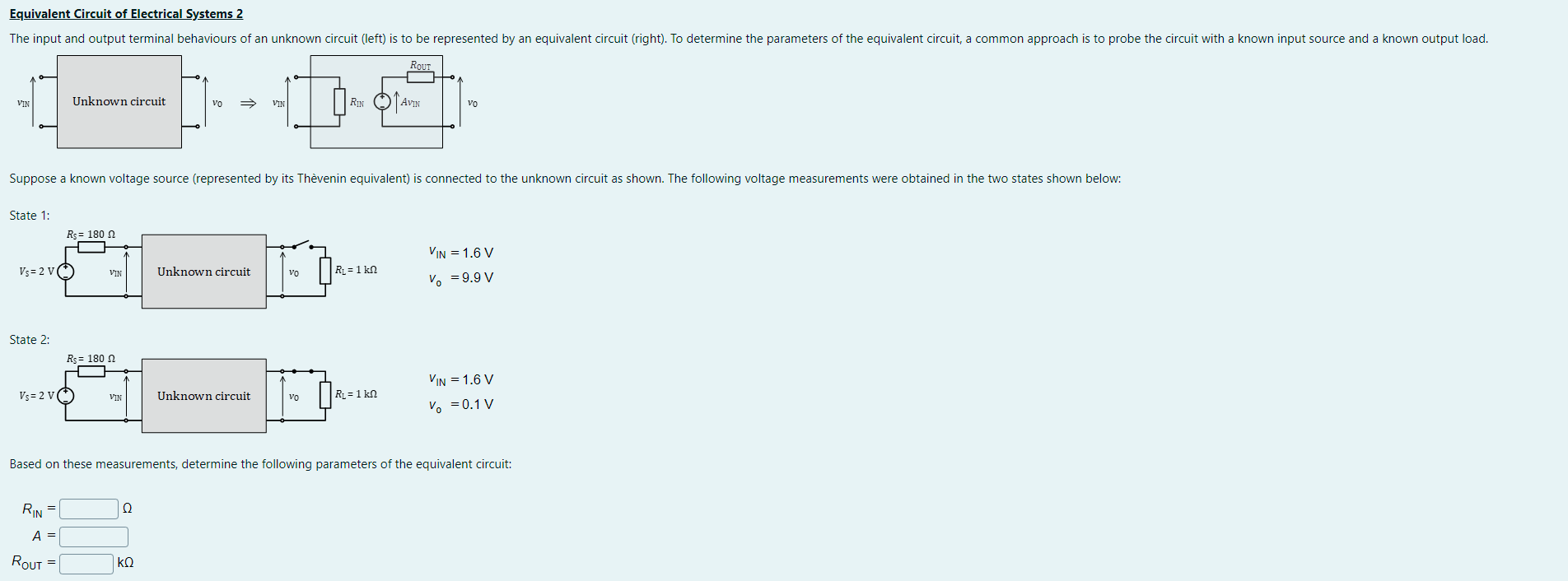 Solved Equivalent Circuit of Electrical Systems 2 The input | Chegg.com
