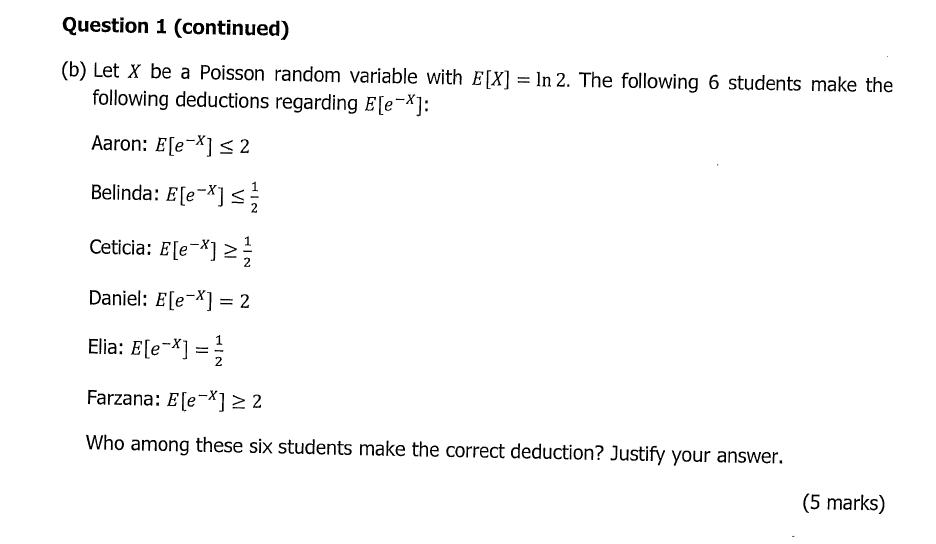 Solved Question 1 (continued) (b) Let X be a Poisson random | Chegg.com