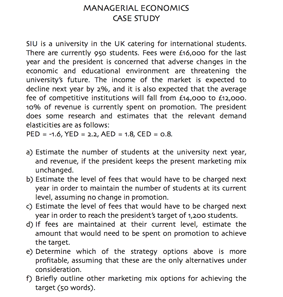 case study of managerial economics