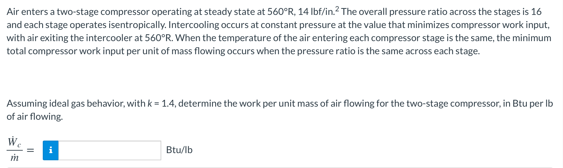 Solved Air enters a two-stage compressor operating at steady | Chegg.com
