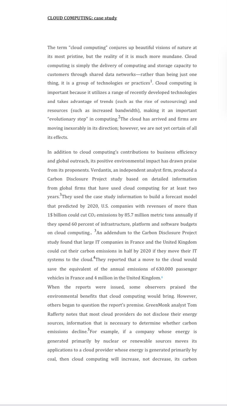 Solved CLOUD COMPUTING: case study The term 