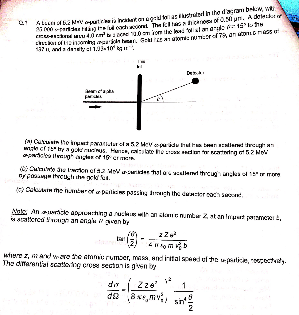 solved-ev-a-particles-is-incident-on-a-gold-foil-as-chegg