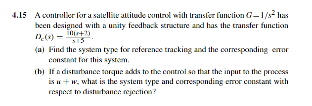 Solved 4.15 A controller for a satellite attitude control | Chegg.com