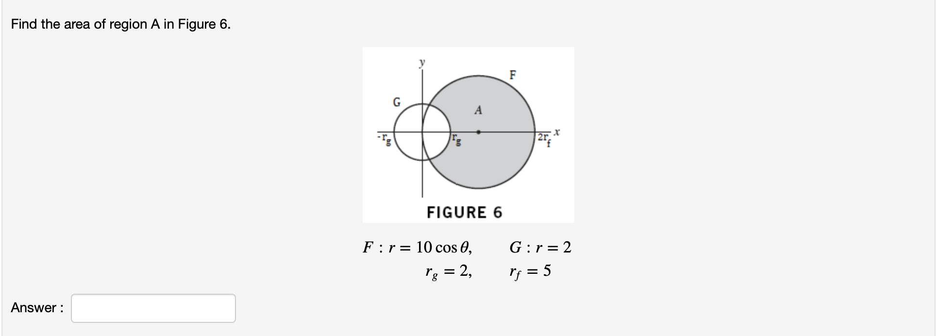 Solved Find the area of region A in Figure 6. F G А 2r,* | Chegg.com