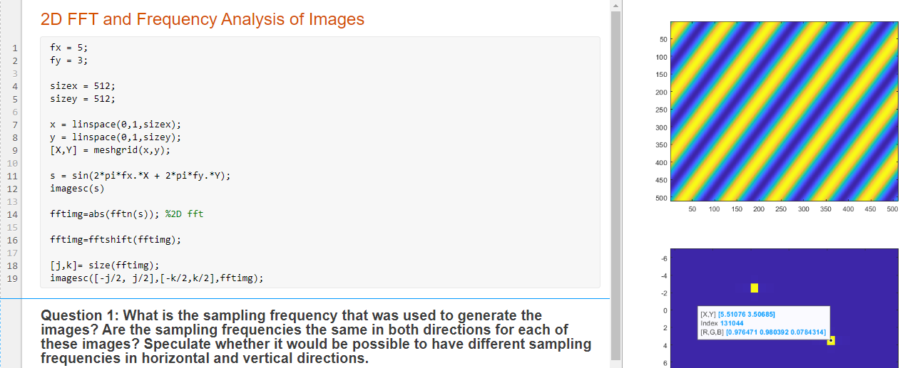 2D FFT and Frequency Analysis of Images 50 fx = 5; fy | Chegg.com