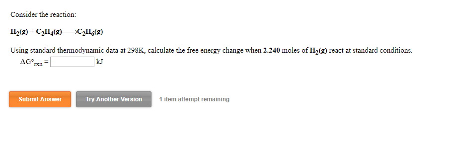 Solved Consider the reaction H2 g C2H4 g C2H6 g Using Chegg