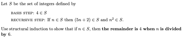 Solved Let S be the set of integers defined by BASIS STEP: | Chegg.com