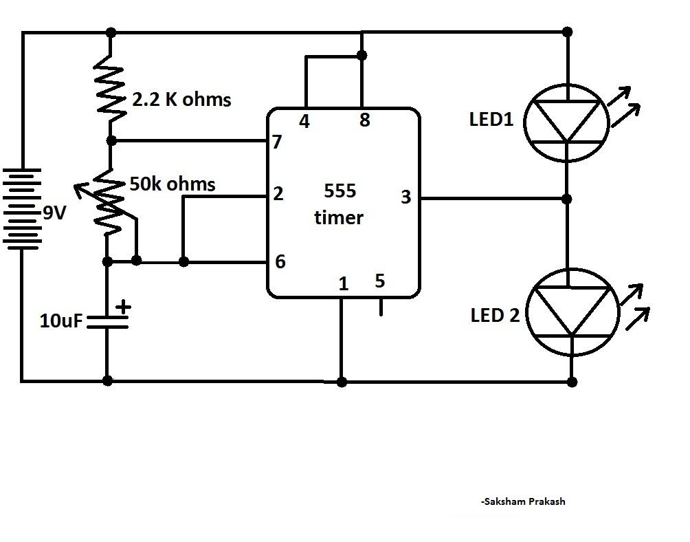 Flashing LED Circuit  Detailed Circuit Diagram Available