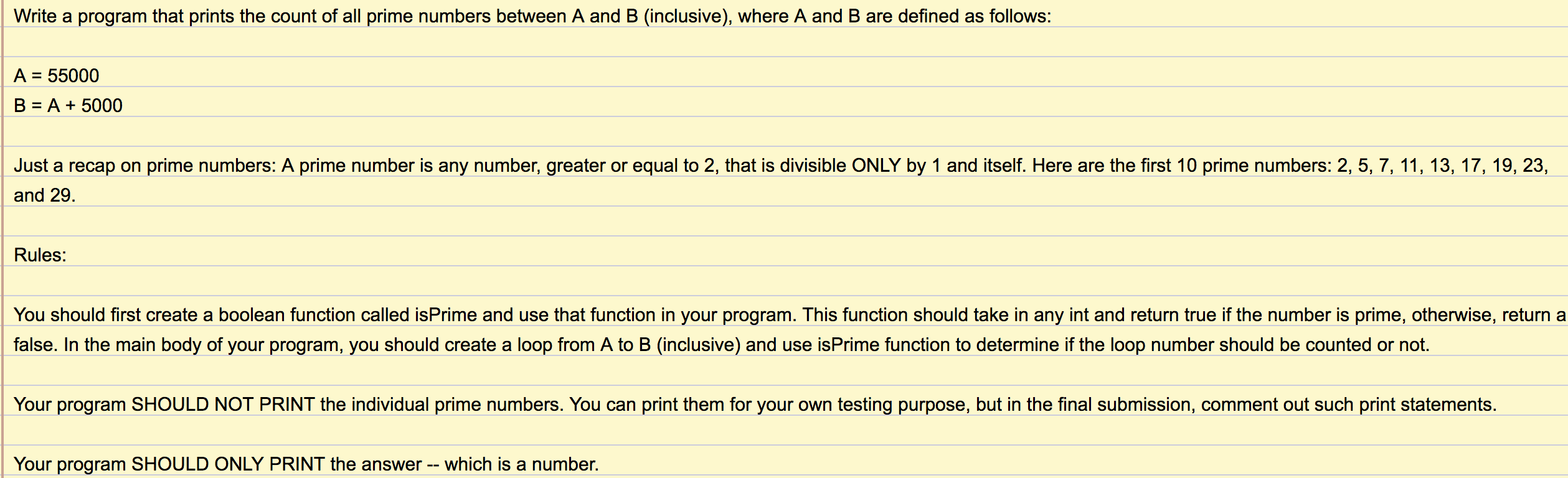 Solved Write a program that prints the count of all prime | Chegg.com