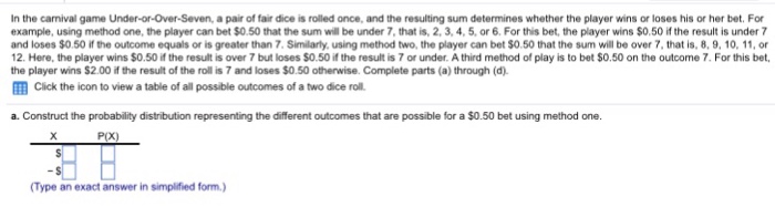 Solved In the carnival game Under-or-Over-Seven, a pair of | Chegg.com