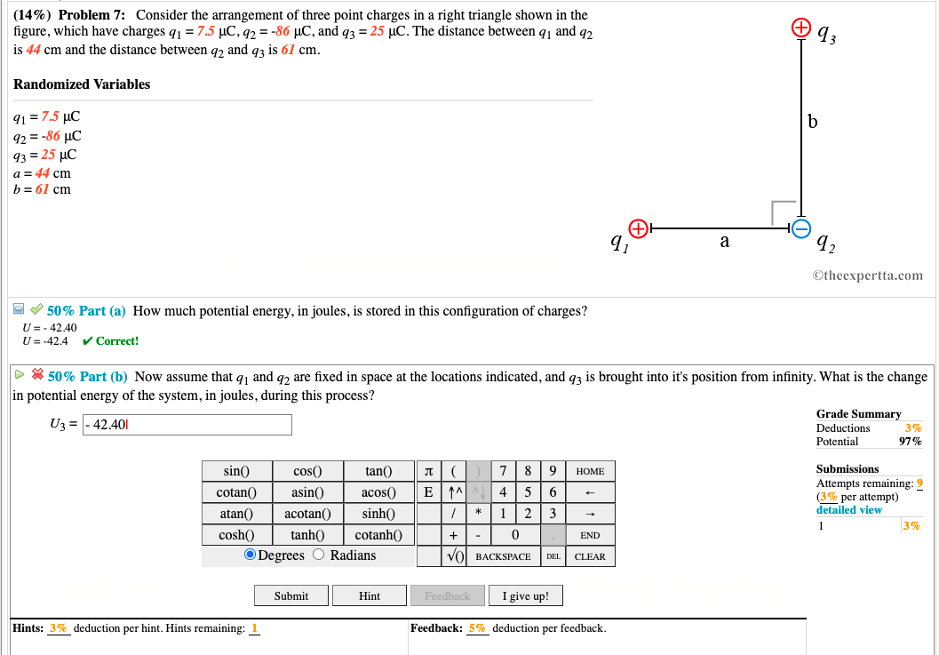 Solved (14%) Problem 7: Consider The Arrangement Of Three | Chegg.com