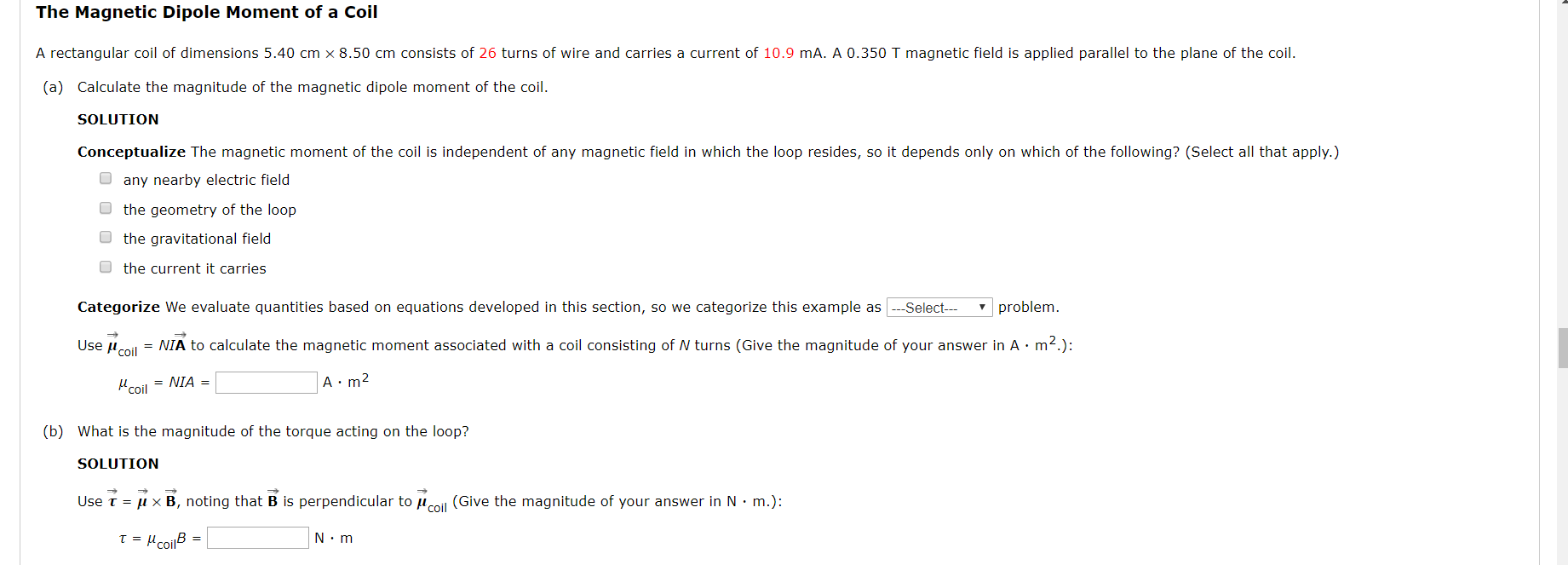 Solved The Magnetic Dipole Moment of a Coil A rectangular | Chegg.com