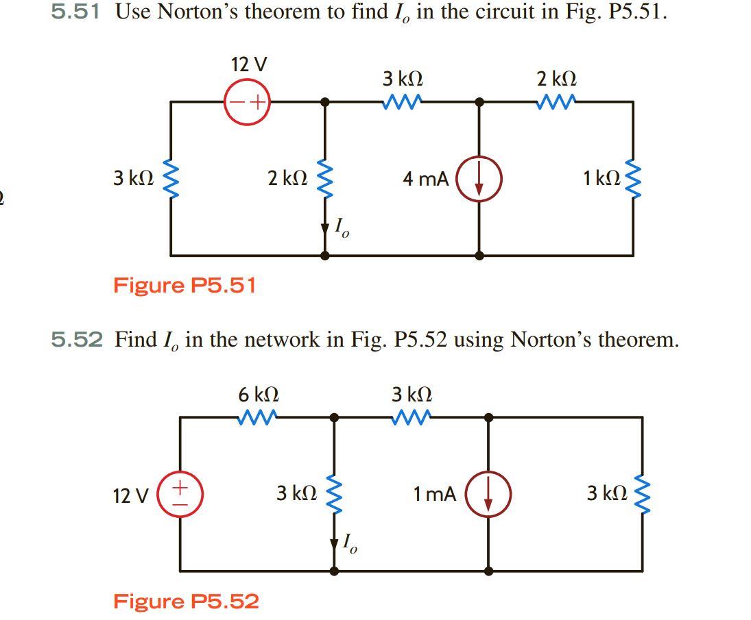 Solved 5.51 Use Norton's Theorem To Find 1, In The Circuit | Chegg.com