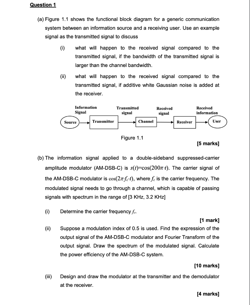 Solved Question 1 (a) Figure 1.1 shows the functional block | Chegg.com