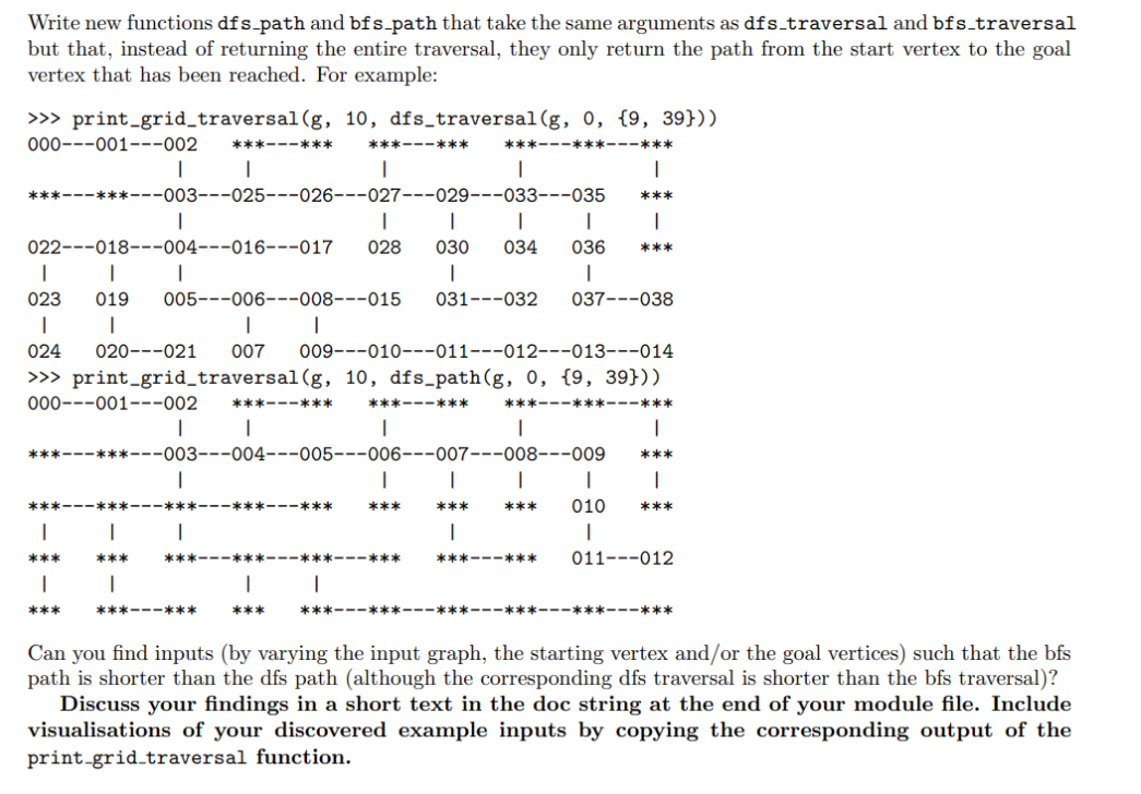 Solved Re-implement the functions dfs.traversal and | Chegg.com