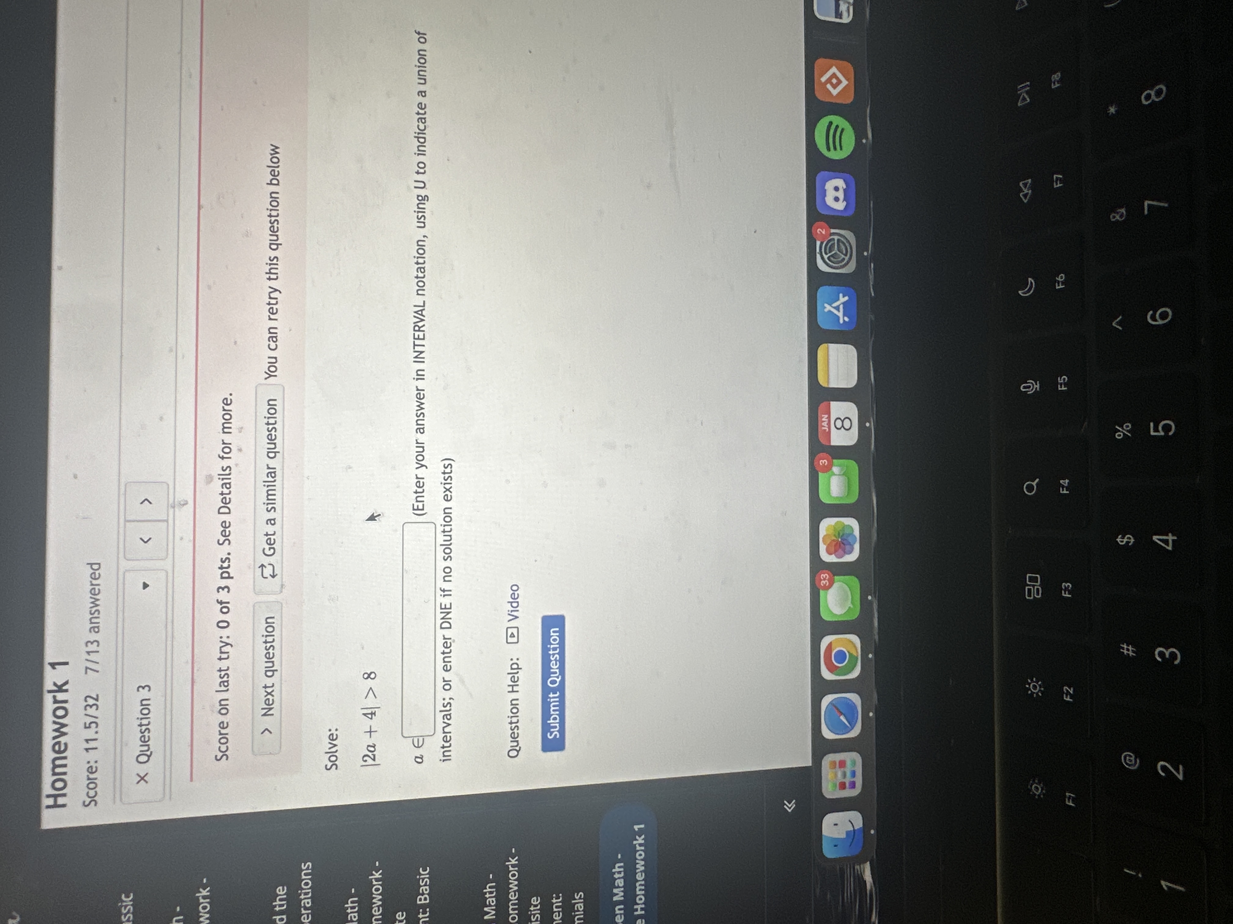 Solved Solve 2a 4 8a Enter Your Answer In INTERVAL Chegg