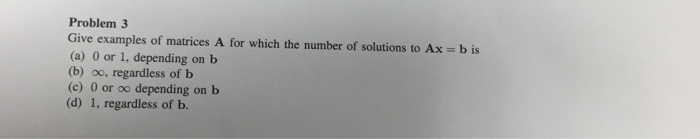 Solved Problem 3 Give examples of matrices A for which the | Chegg.com
